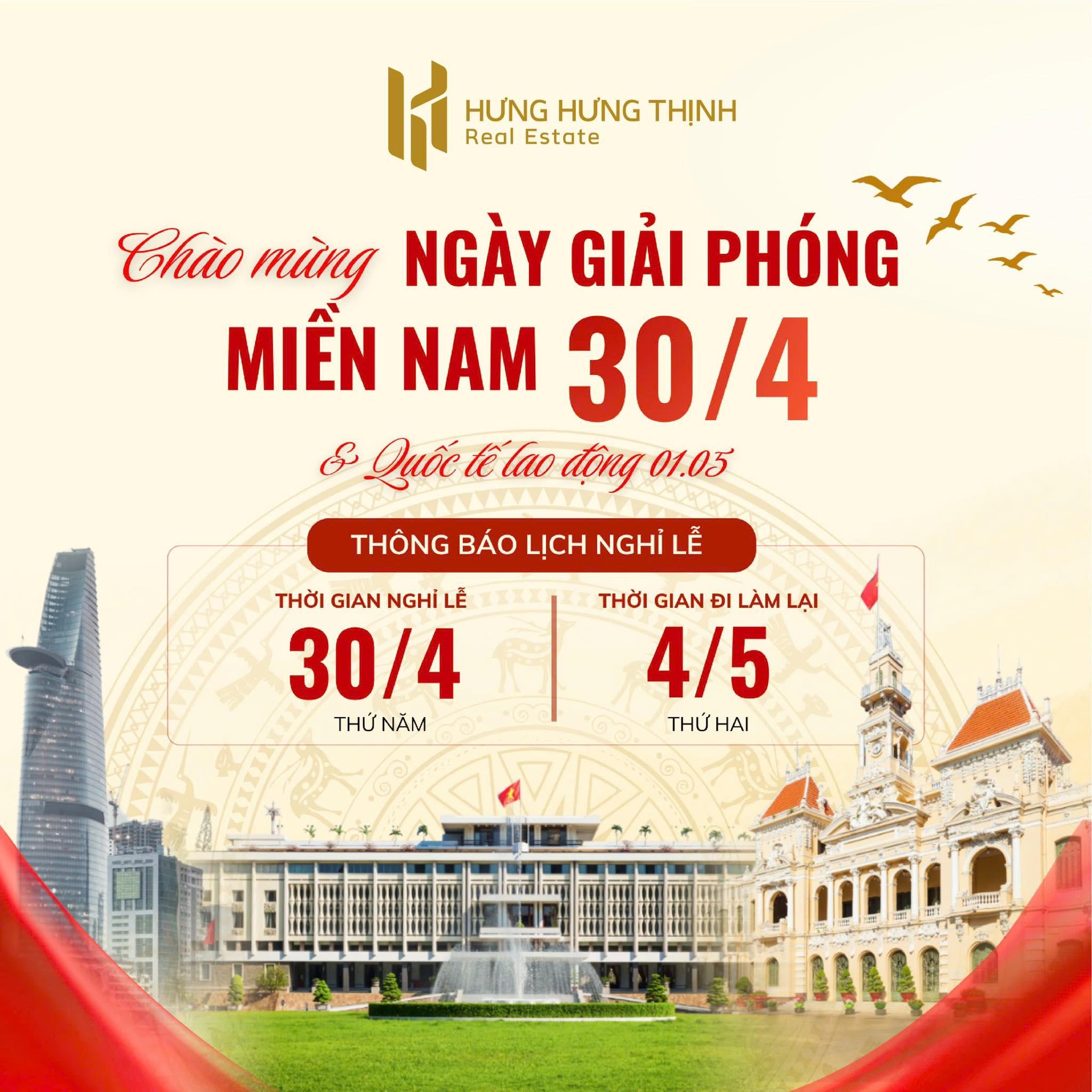 THÔNG BÁO LỊCH NGHỈ LỄ 30/4 - 01/5